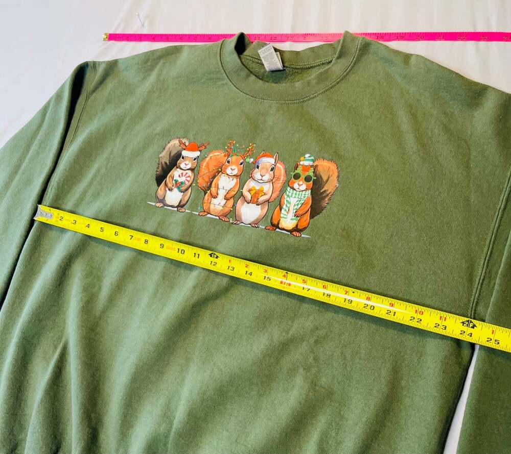 Christmas Squirrels Holiday Crewneck Sweatshirt Festive Woodland Cottagecore Coz - Picture 4 of 7